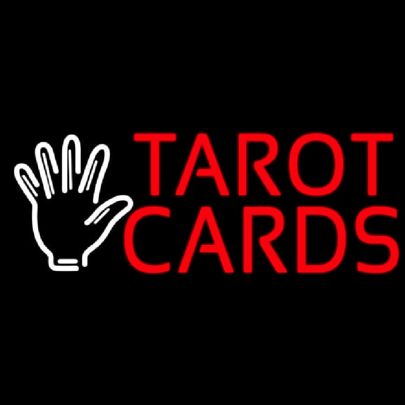 Red Tarot Cards White Palm Neon Skilt