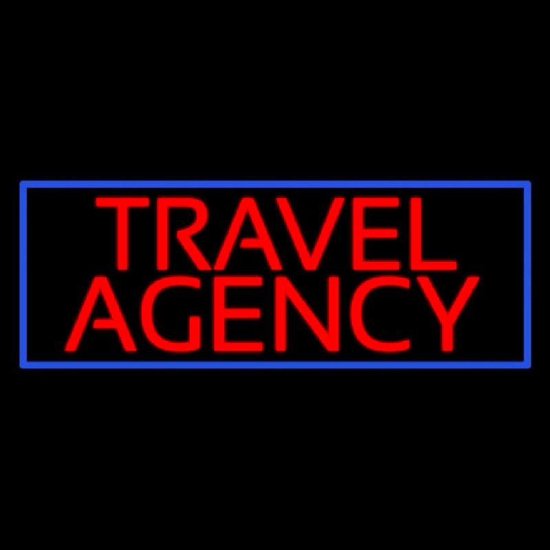 Red Travel Agency Blue Border Neon Skilt