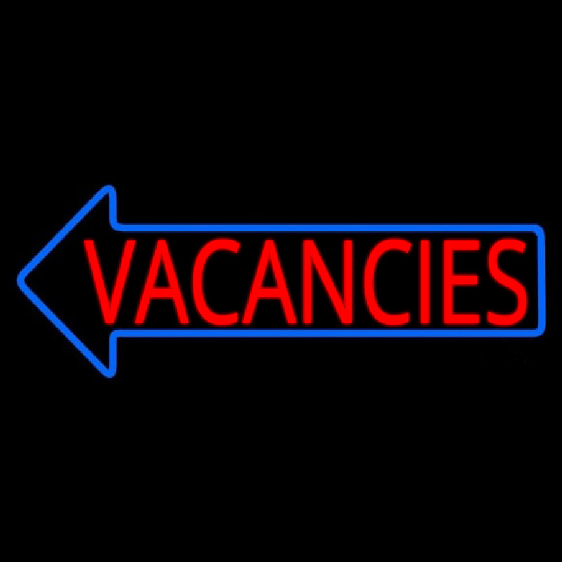 Red Vacancies With Blue Arrow Neon Skilt