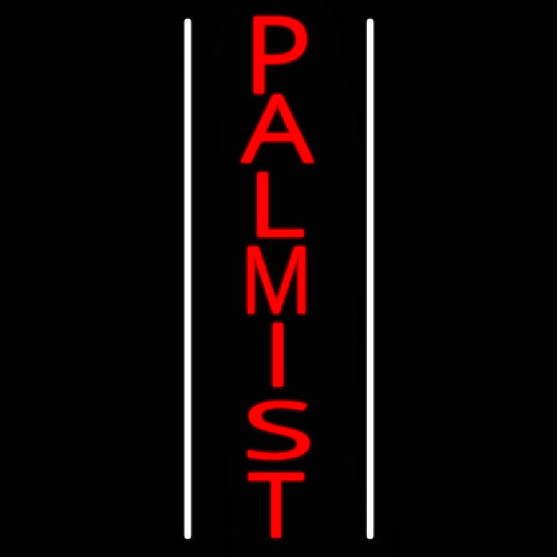 Red Vertical Palmist Neon Skilt