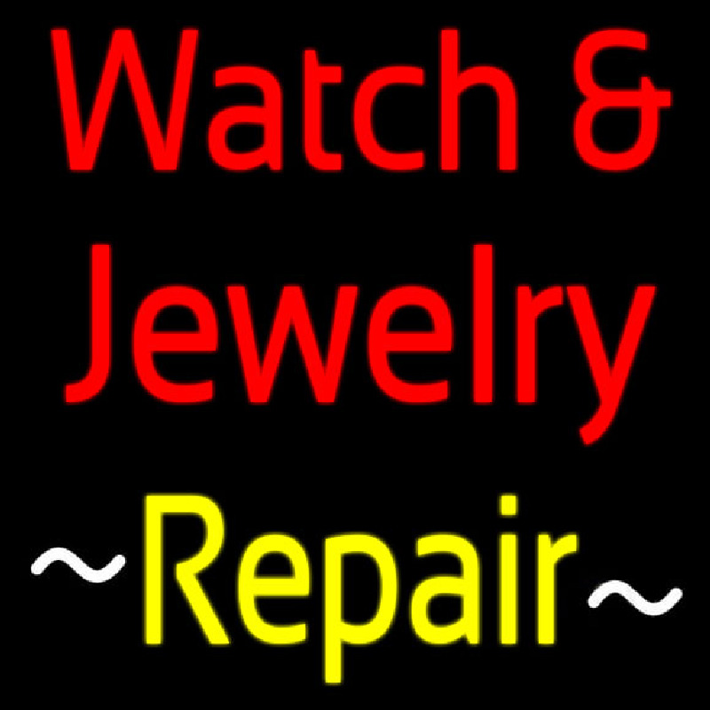 Red Watch And Jewelry Yellow Repair Neon Skilt