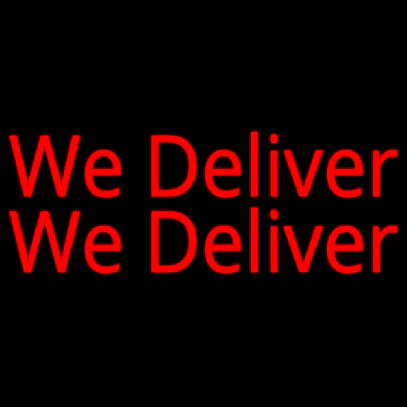 Red We Deliver Neon Skilt