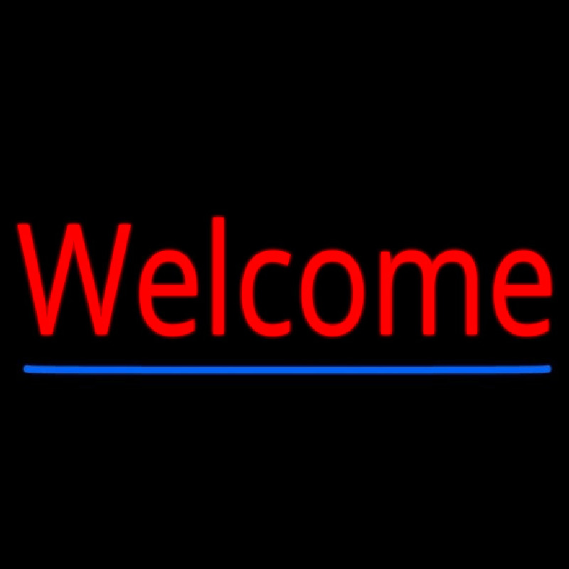 Red Welcome With Underline Neon Skilt