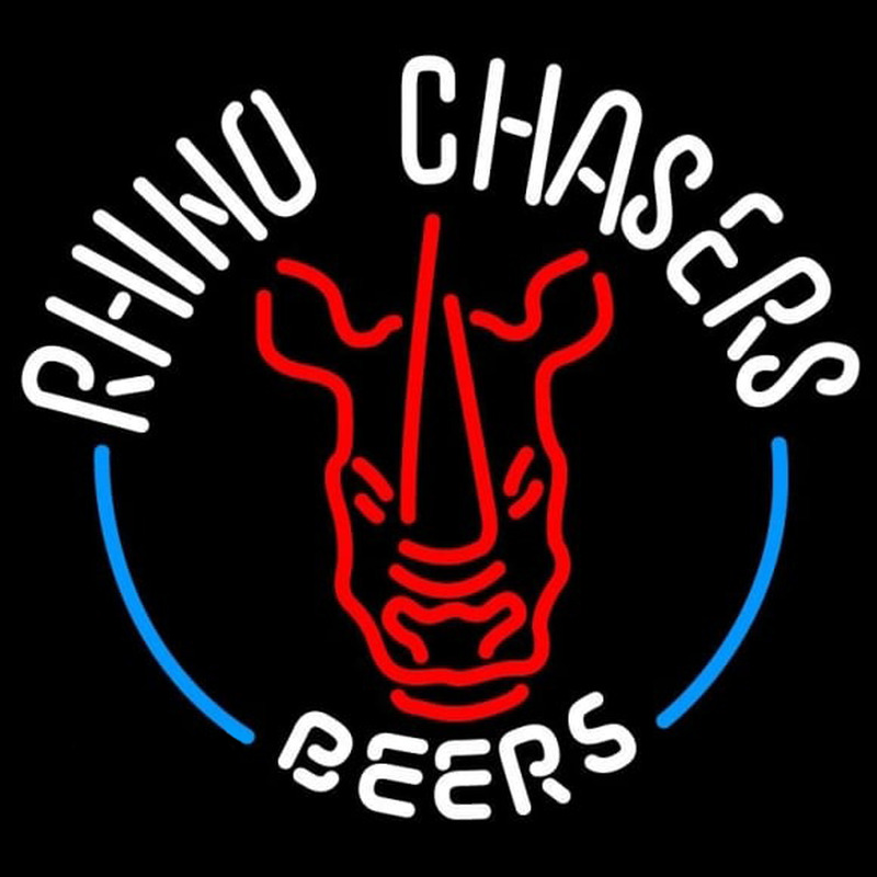 Rhino Chasers Large Beer Sign Neon Skilt