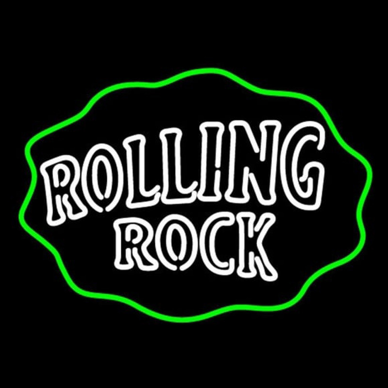 Rolling Rock Double Line Logo With Wavy Circle Beer Sign Neon Skilt