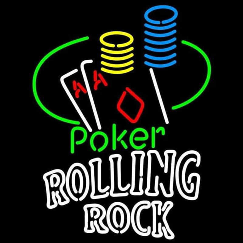 Rolling Rock Poker Ace Coin Table Beer Sign Neon Skilt