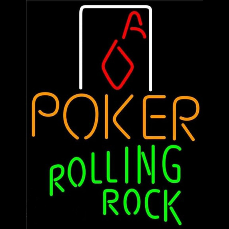 Rolling Rock Poker Squver Ace Beer Sign Neon Skilt