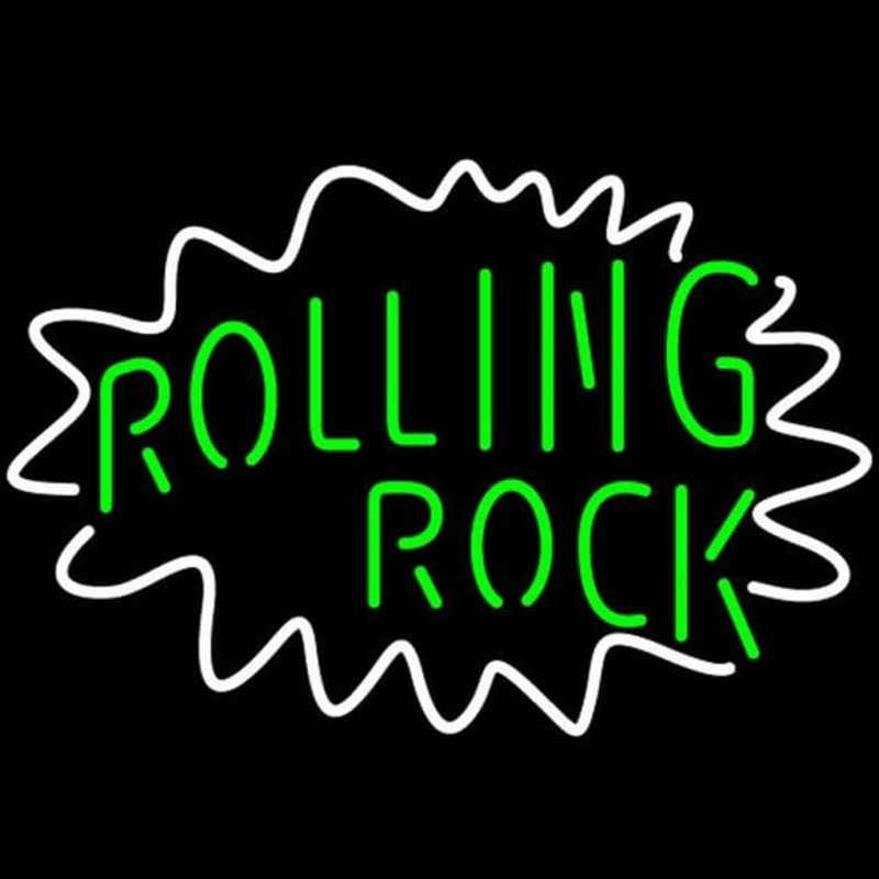 Rolling Rock Single Line Logo With Wavy Circle Beer Sign Neon Skilt