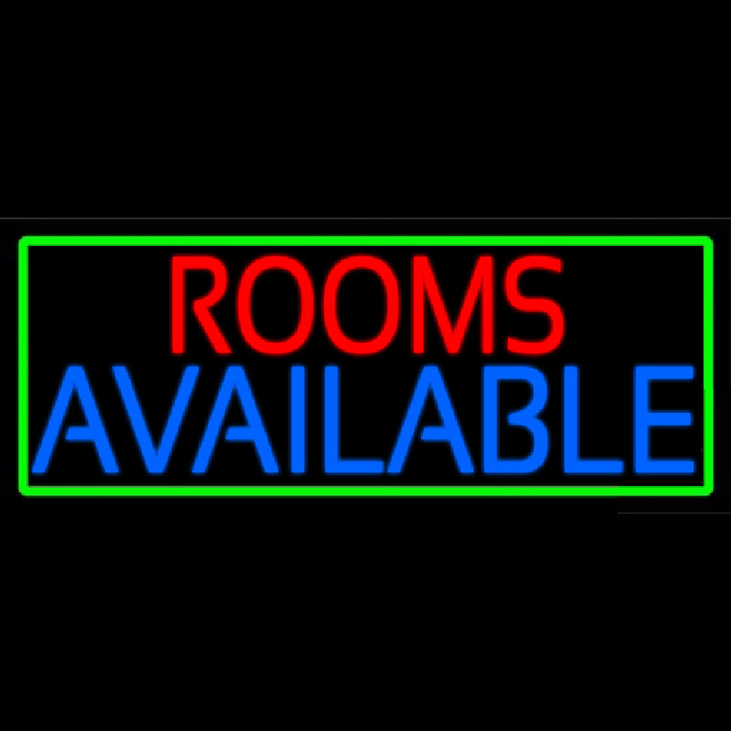 Rooms Available Vacancy With Green Border Neon Skilt