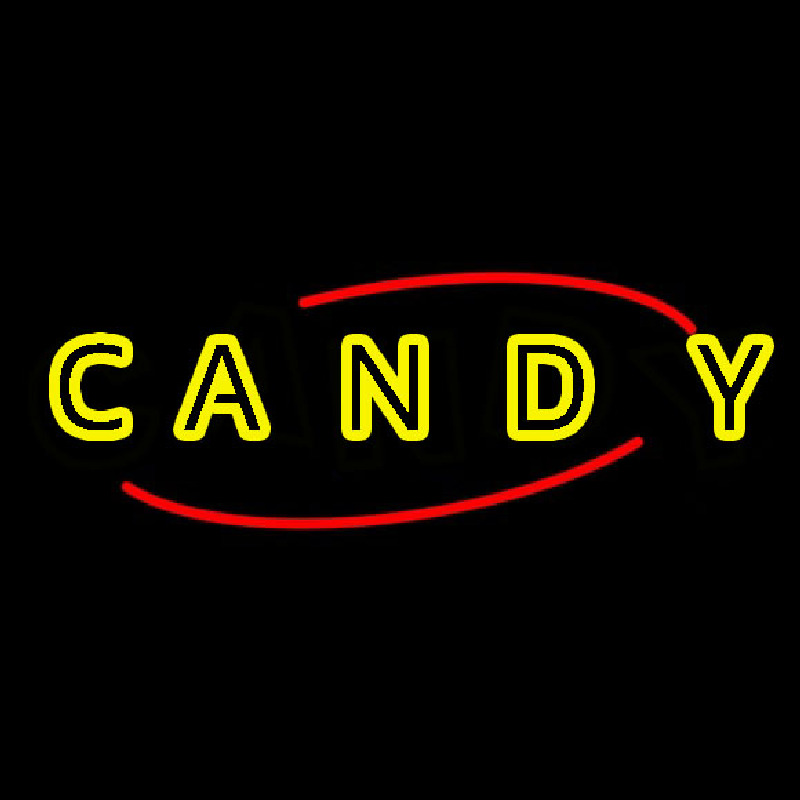 Round Yellow Candy Neon Skilt