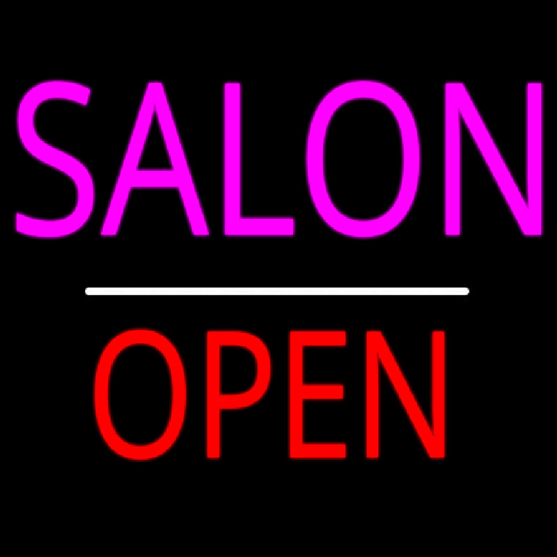 Salon Open White Line Neon Skilt