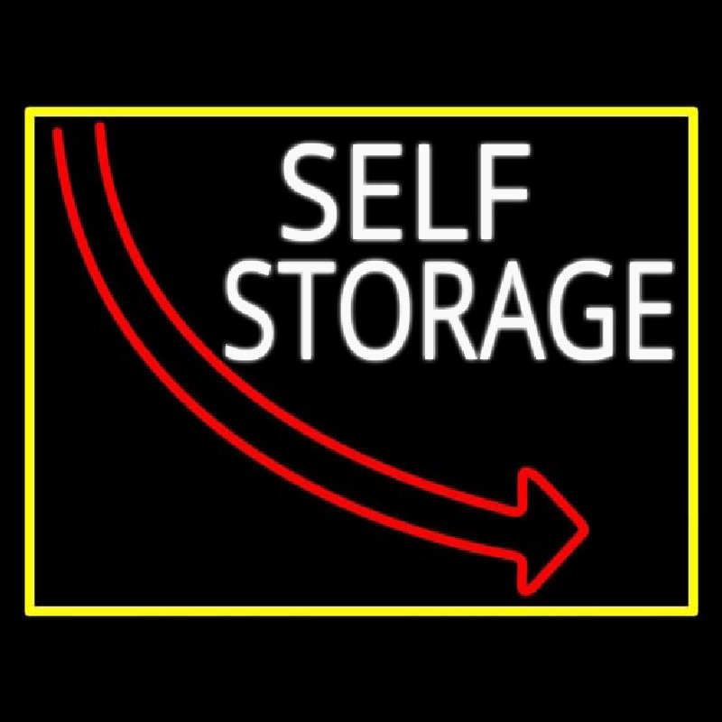 Self Storage Block With Yellow Border Neon Skilt