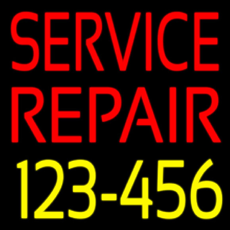 Service Repair With Phone Number Neon Skilt