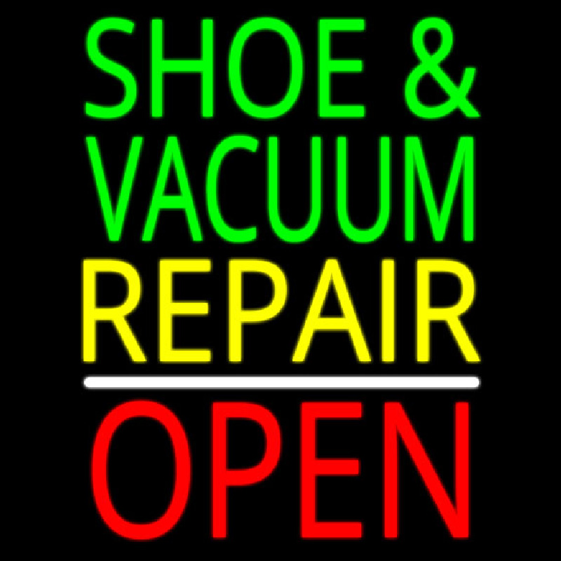 Shoe And Vacuum Repair Open Neon Skilt