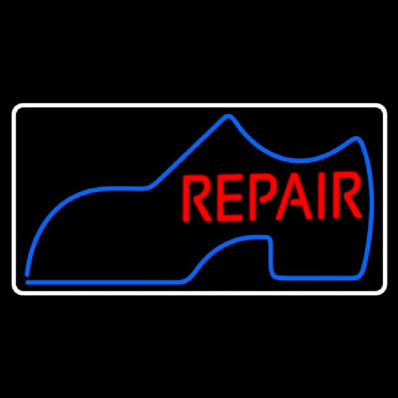 Shoe Logo Repair With Border Neon Skilt