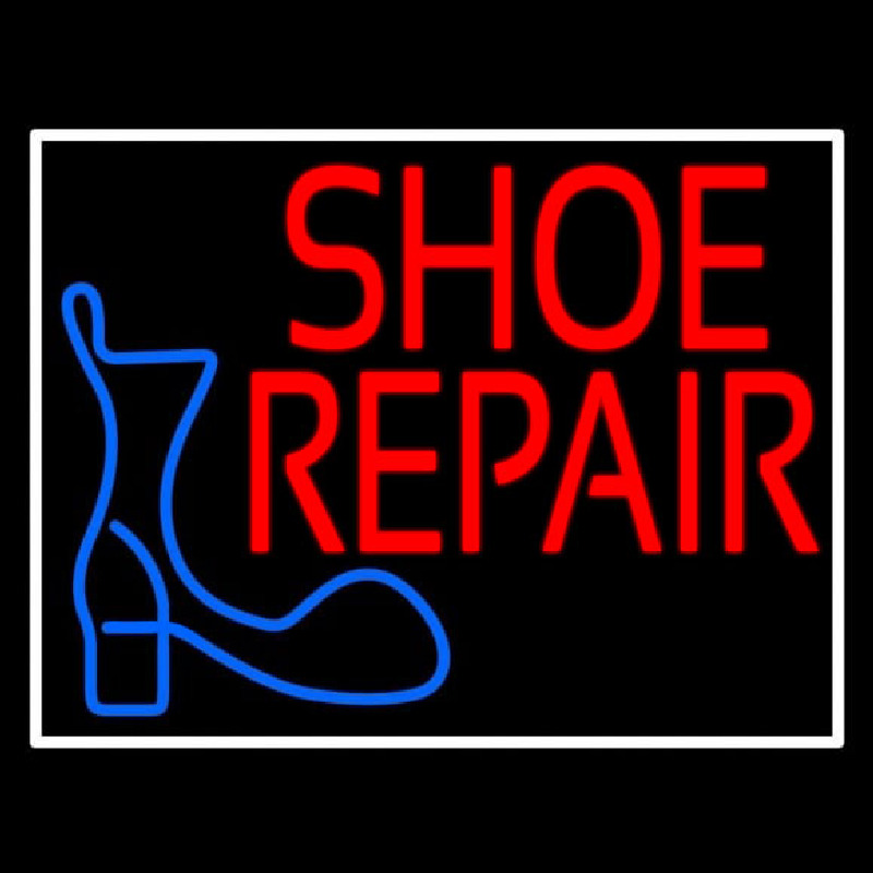 Shoe Repair Logo With Border Neon Skilt