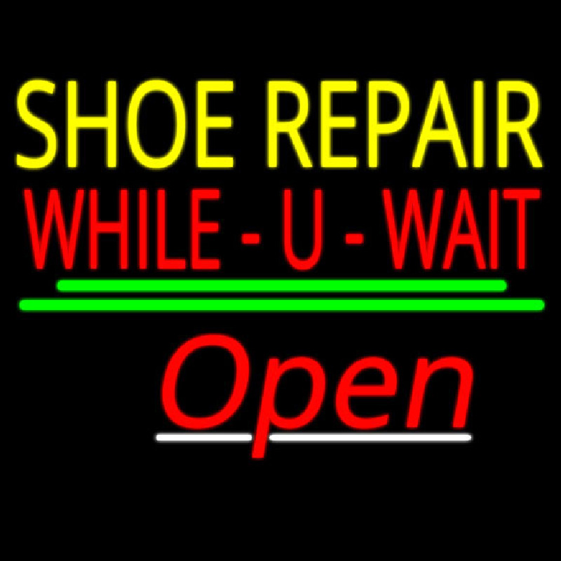 Shoe Repair While You Wait Open Neon Skilt