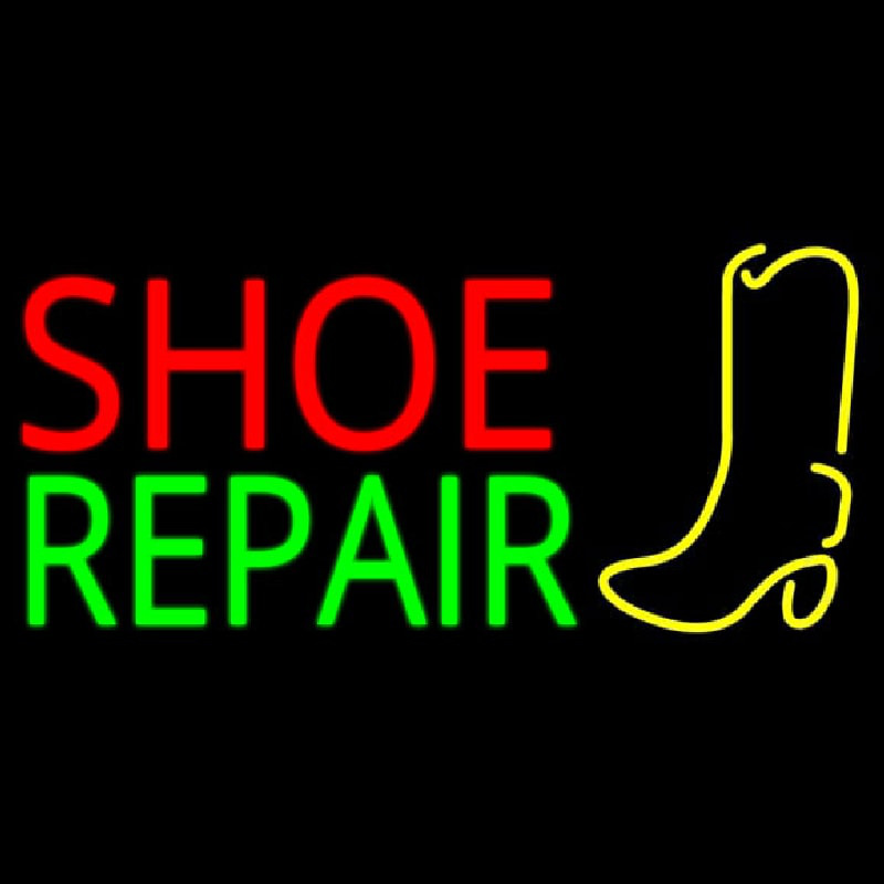 Shoe Repair With Logo Neon Skilt