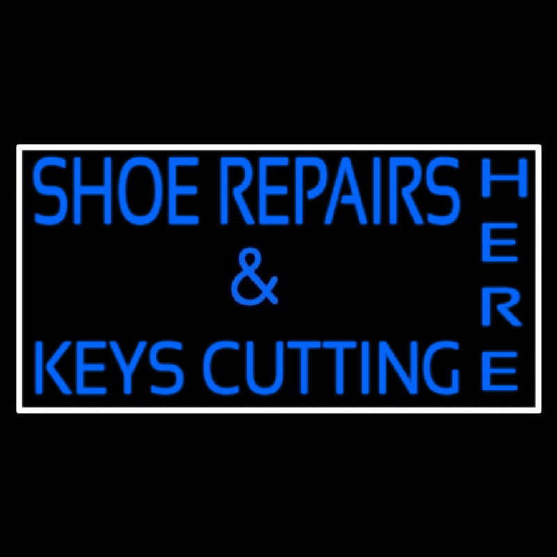 Shoe Repairs Key Cutting Here With Border Neon Skilt