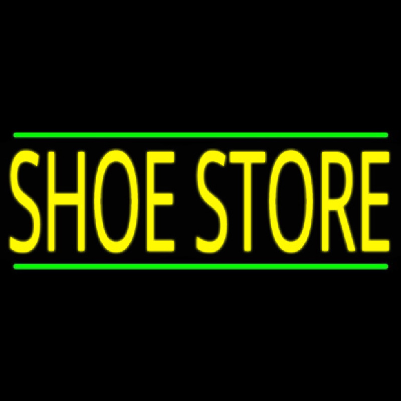 Shoe Store With Green Line Neon Skilt