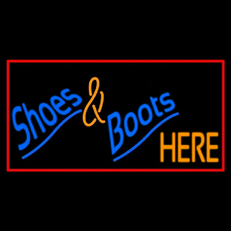 Shoes And Boots Here With Border Neon Skilt