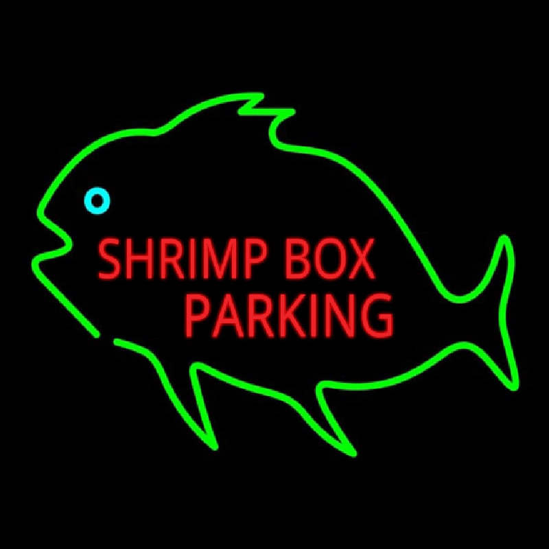 Shrimp Bo  Parking With Green Fish Neon Skilt