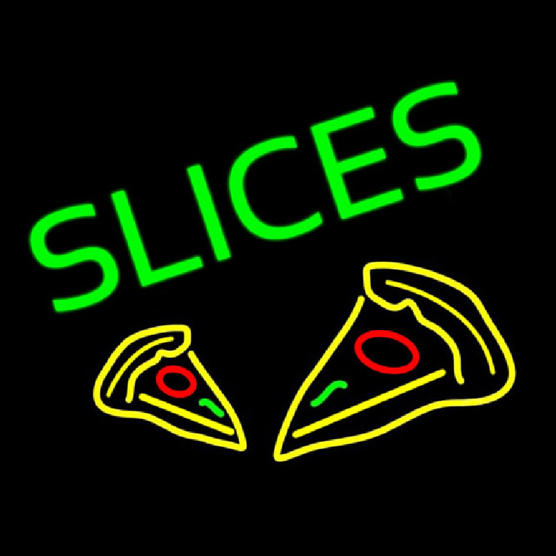 Slices With Pizza Slice Neon Skilt