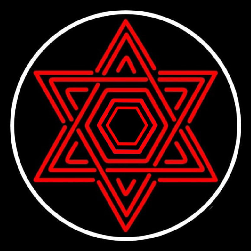 Star Of David Judaism With Border Neon Skilt