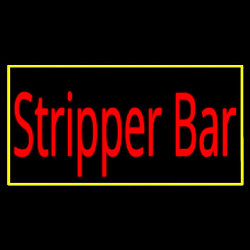 Stripper Bar With Yellow Border Neon Skilt