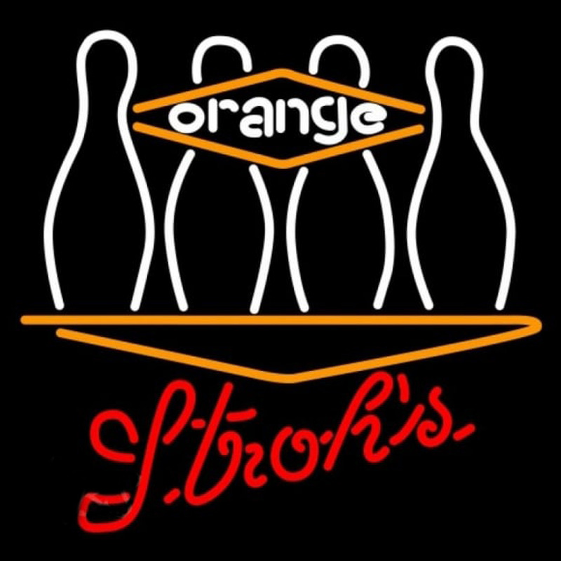 Strohs Bowling Orange Beer Sign Neon Skilt