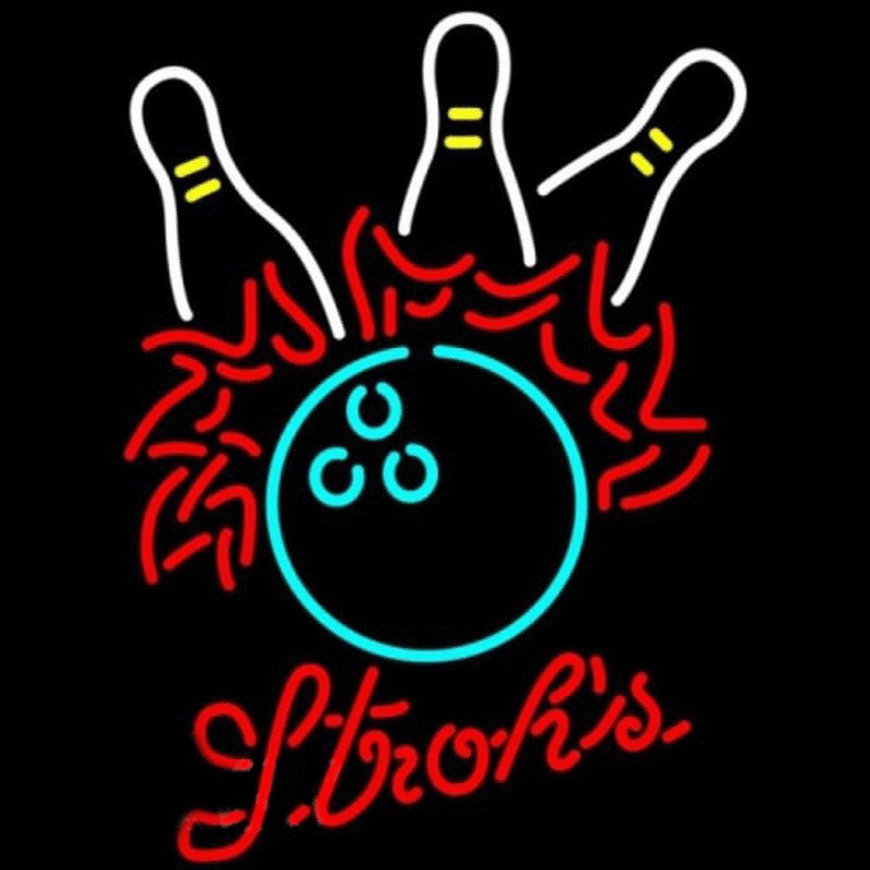 Strohs Bowling Pool Beer Sign Neon Skilt