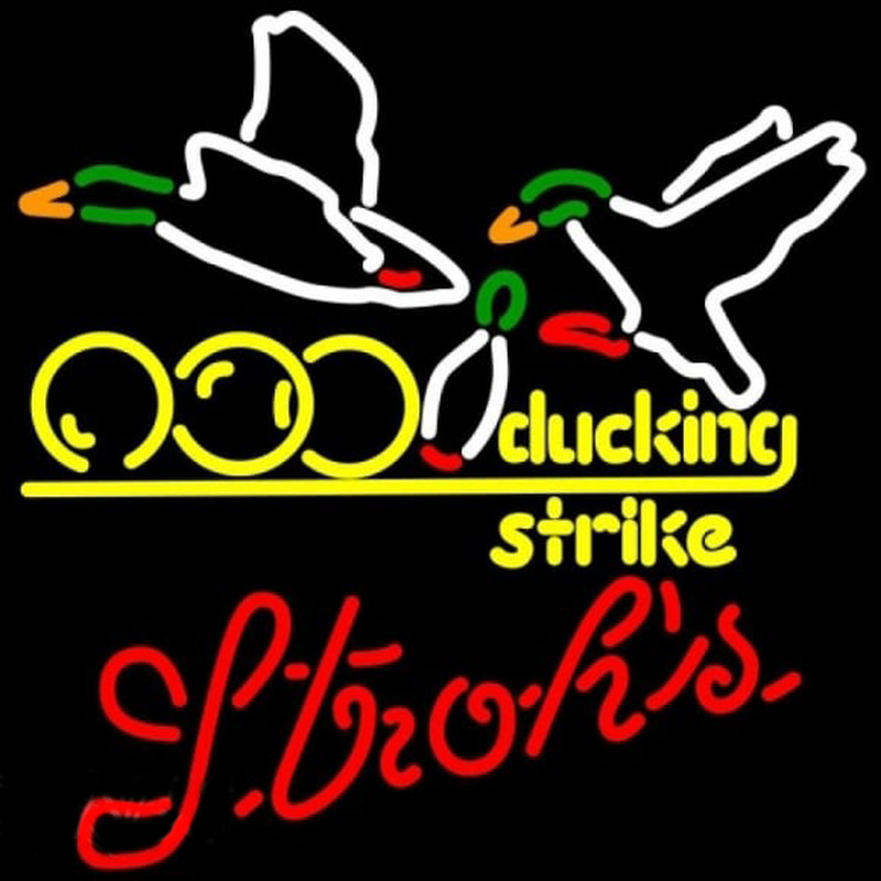 Strohs Bowling Sucking Strike Beer Sign Neon Skilt