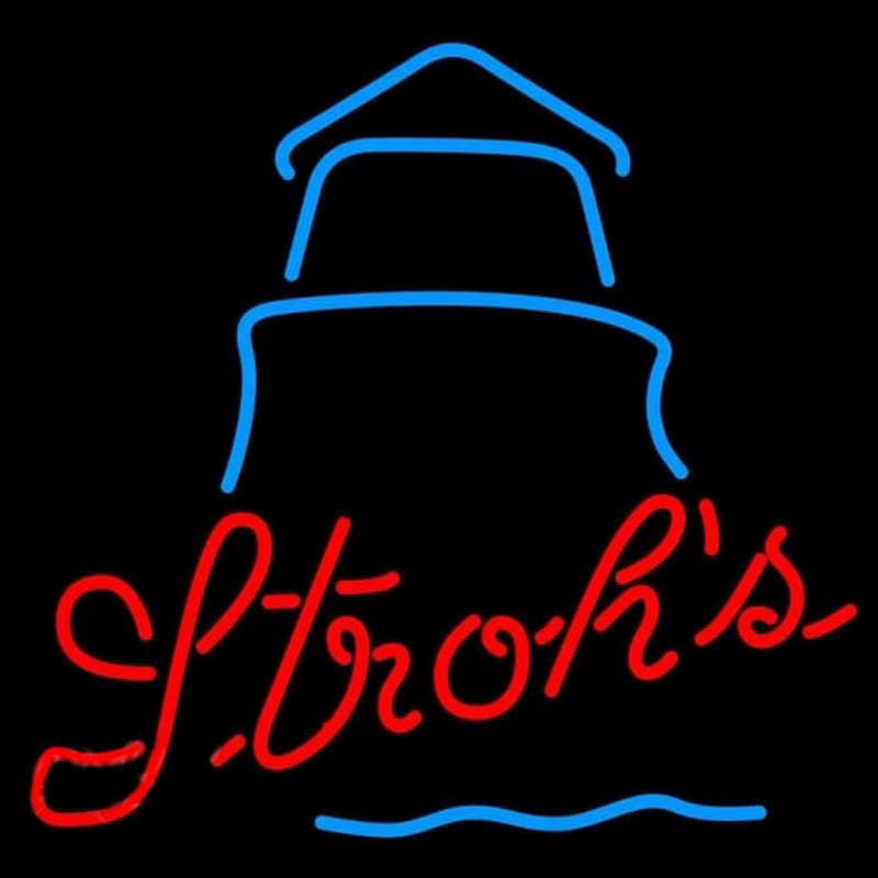 Strohs Day Lighthouse Beer Sign Neon Skilt