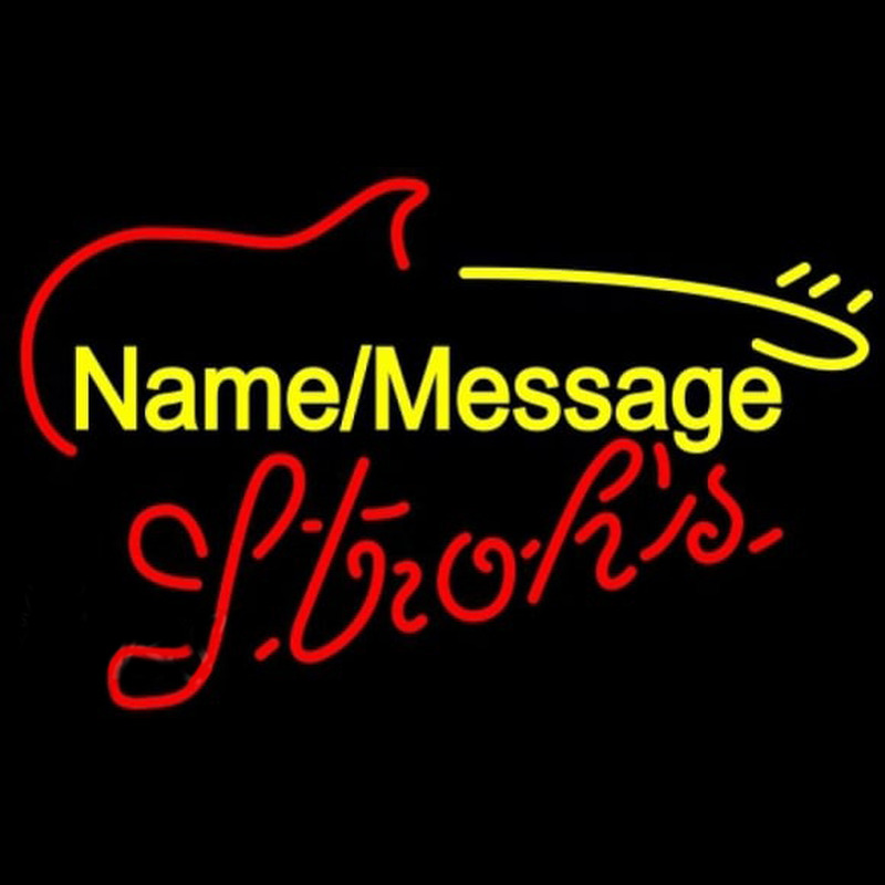 Strohs Electric Guitar Beer Sign Neon Skilt