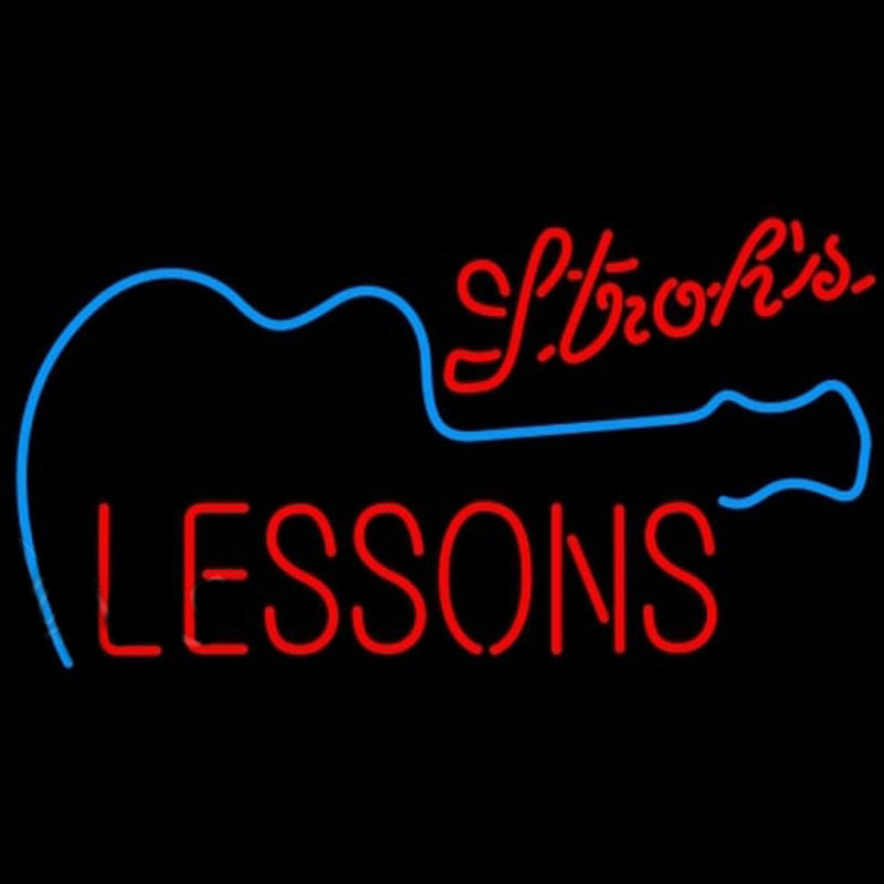 Strohs Guitar Lessons Beer Sign Neon Skilt