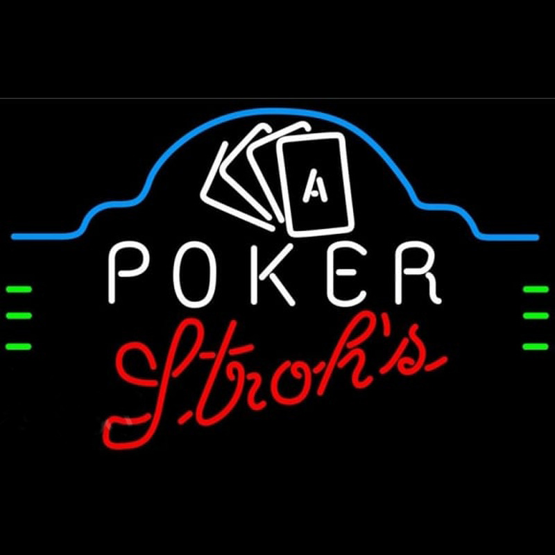 Strohs Poker Ace Cards Beer Sign Neon Skilt