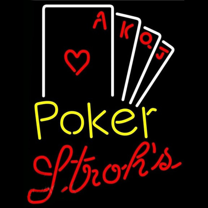 Strohs Poker Ace Series Beer Sign Neon Skilt