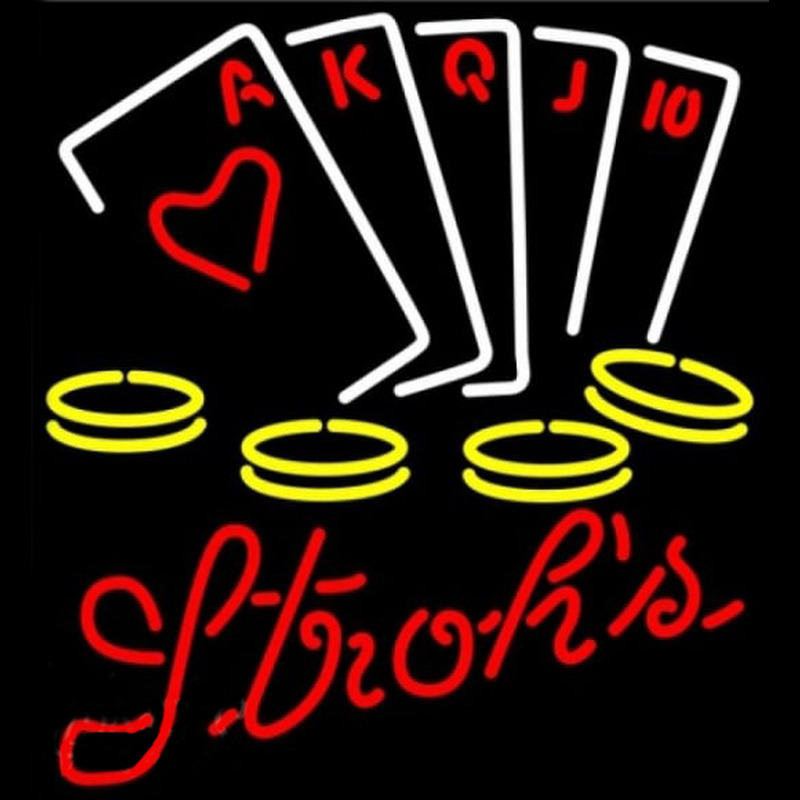 Strohs Poker Ace Series Beer Sign Neon Skilt