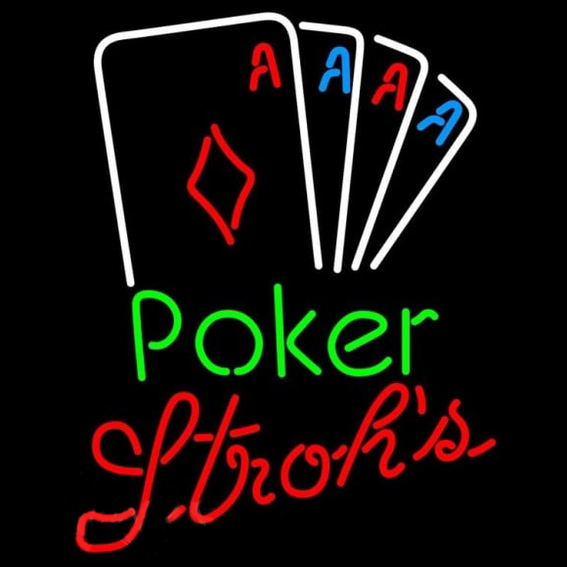 Strohs Poker Tournament Beer Sign Neon Skilt