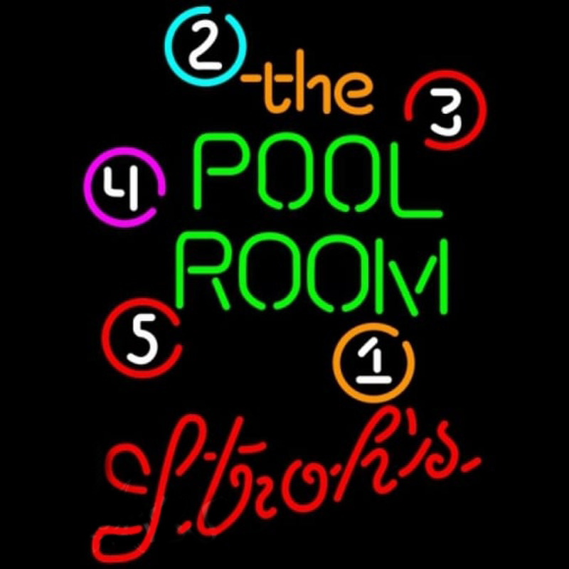 Strohs Pool Room Billiards Beer Sign Neon Skilt