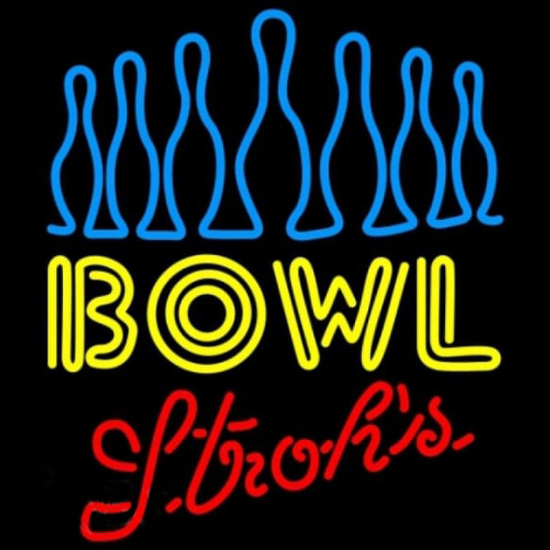 Strohs Ten Pin Bowling Beer Sign Neon Skilt