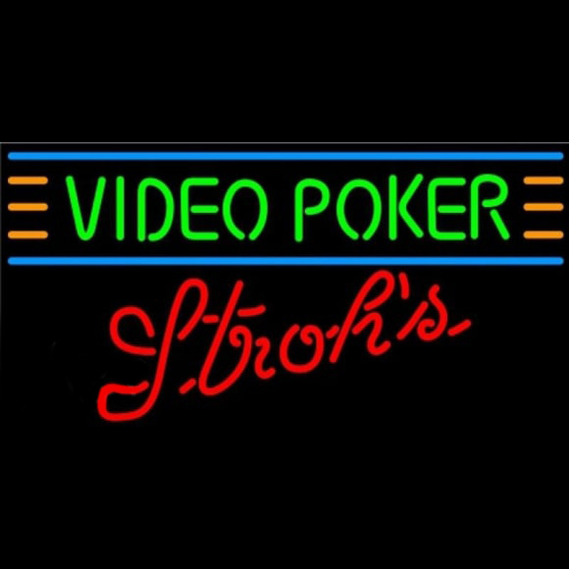 Strohs Video Poker Beer Sign Neon Skilt