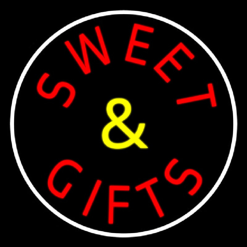 Sweets And Gifts With Border Neon Skilt