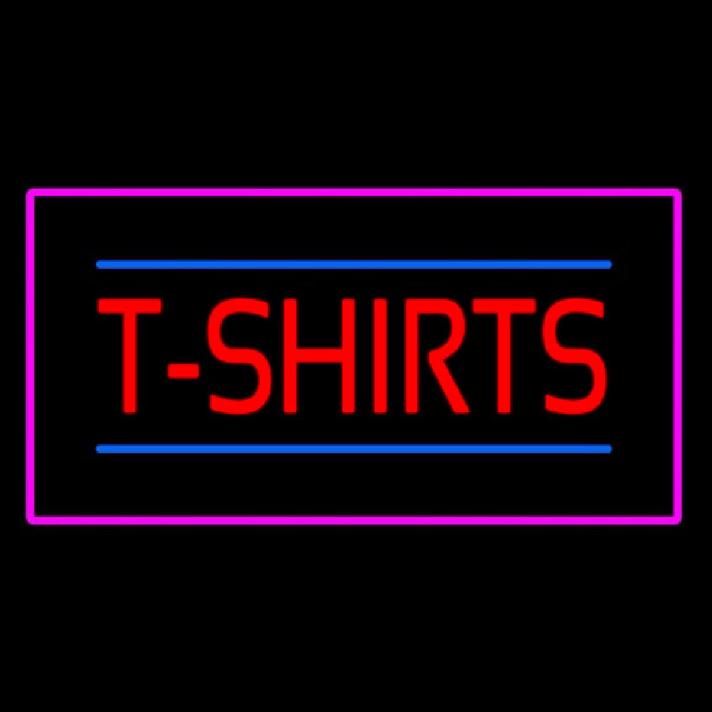 T Shirts Rectangle Pink Border Neon Skilt