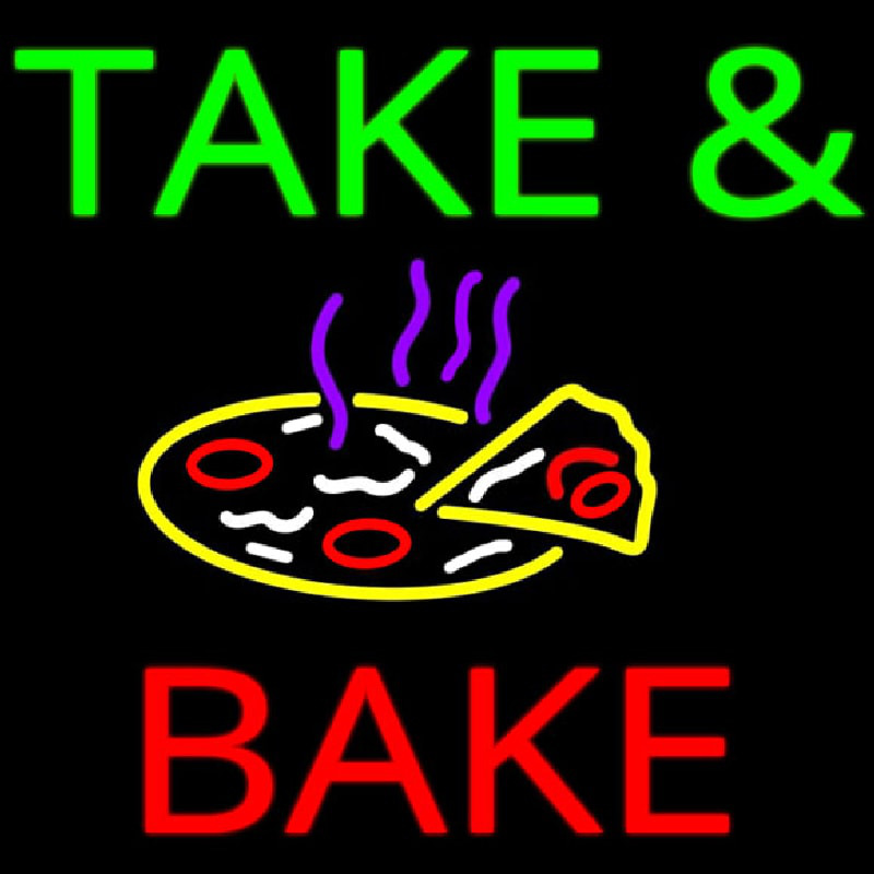 Take And Bake Pizza Logo Neon Skilt