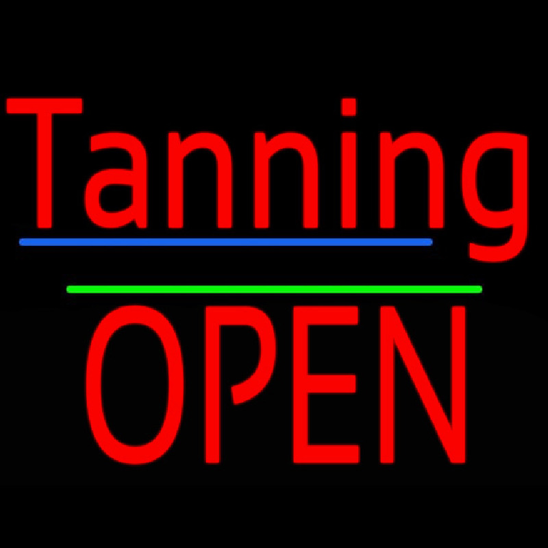 Tanning Block Open Green Line Neon Skilt