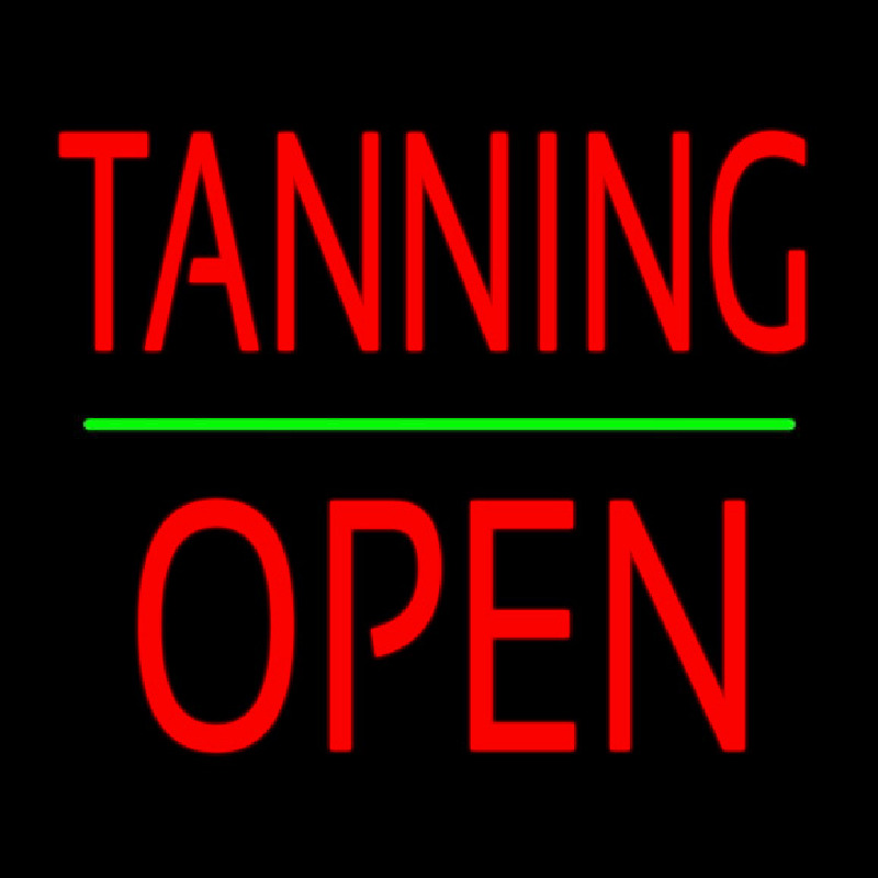 Tanning Block Open Green Line Neon Skilt