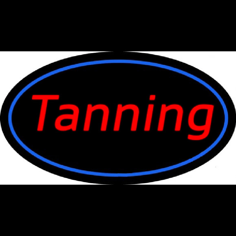 Tanning Oval Blue Border Neon Skilt