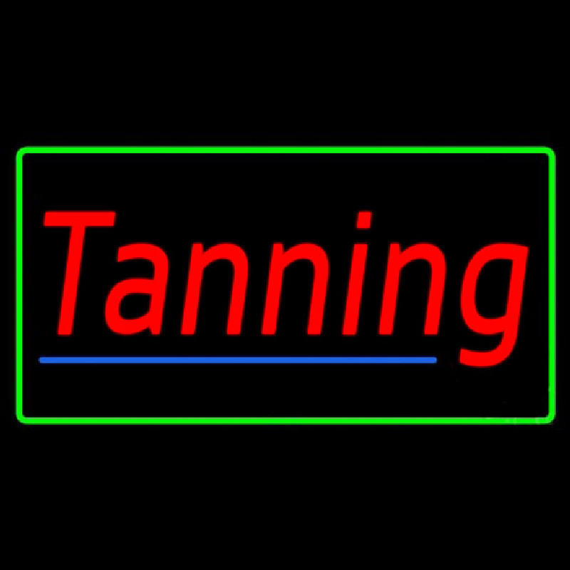 Tanning With Green Border Neon Skilt