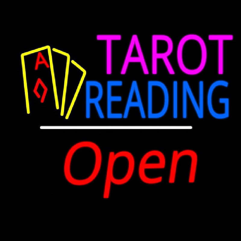 Tarot Reading Open White Line Neon Skilt